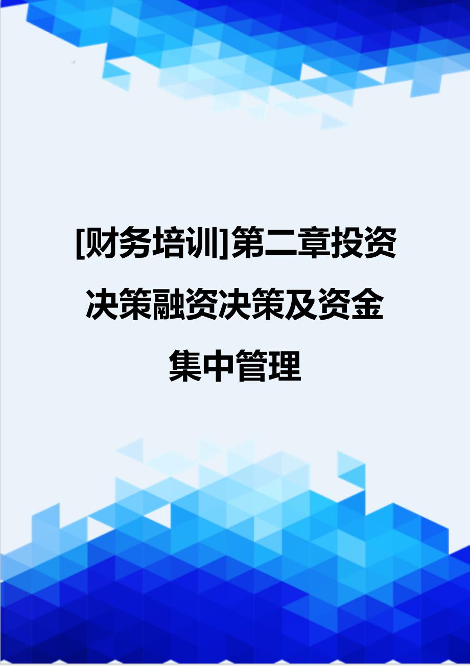 [财务培训]第二章投资决策融资决策及资金集中管理_第1页