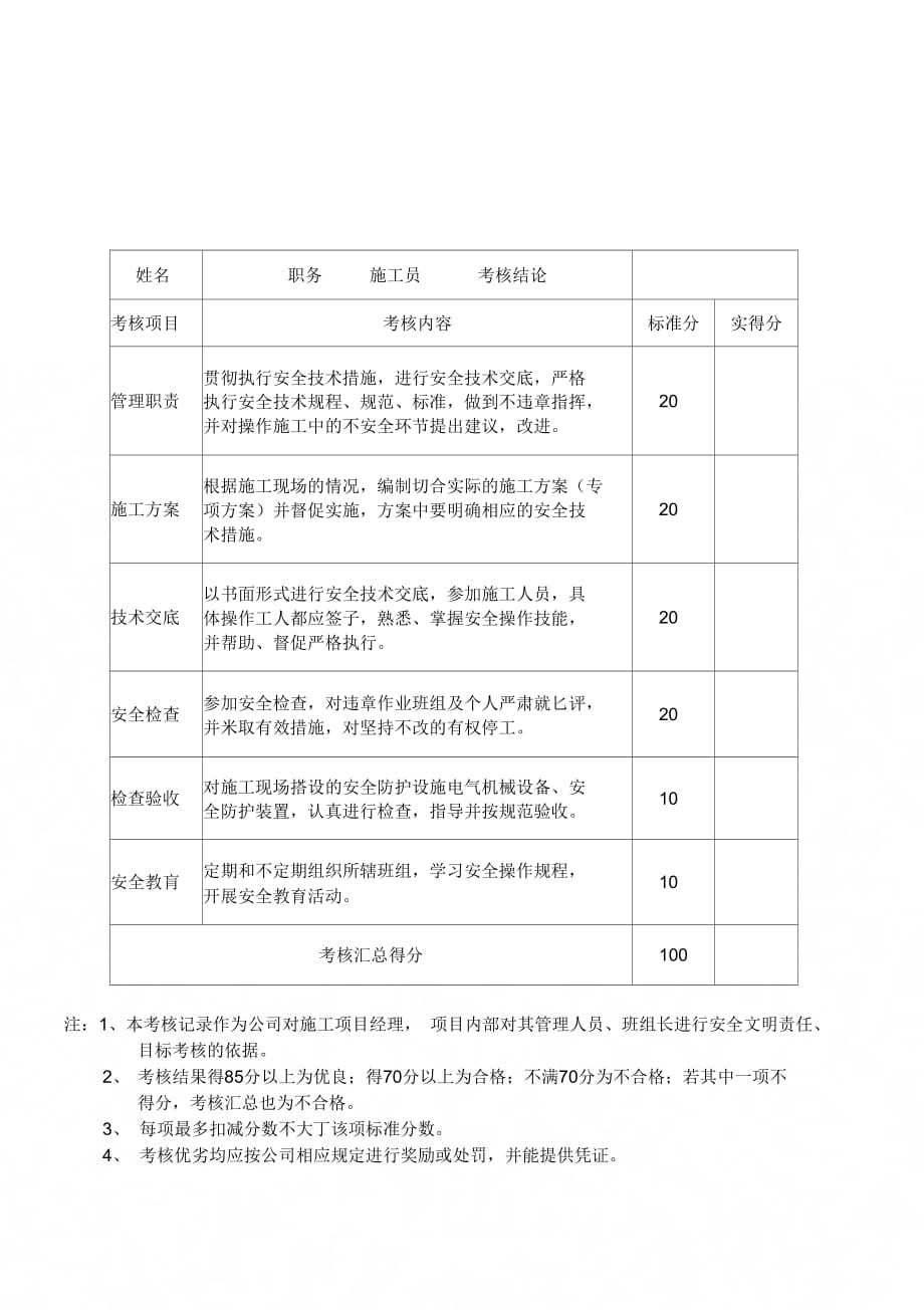 安全生产责任制安全生产责任考核纪录_第4页