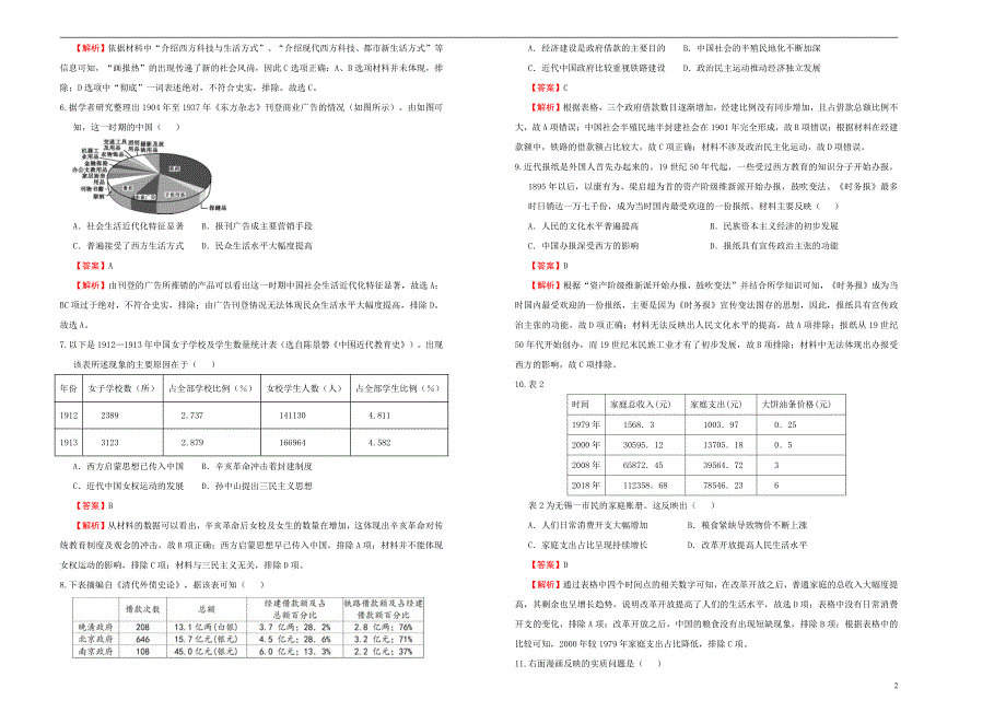（新高考）2021届高三历史一轮专题复习第十四单元近现代中国社会的变迁训练卷 B卷 教师专版_第2页