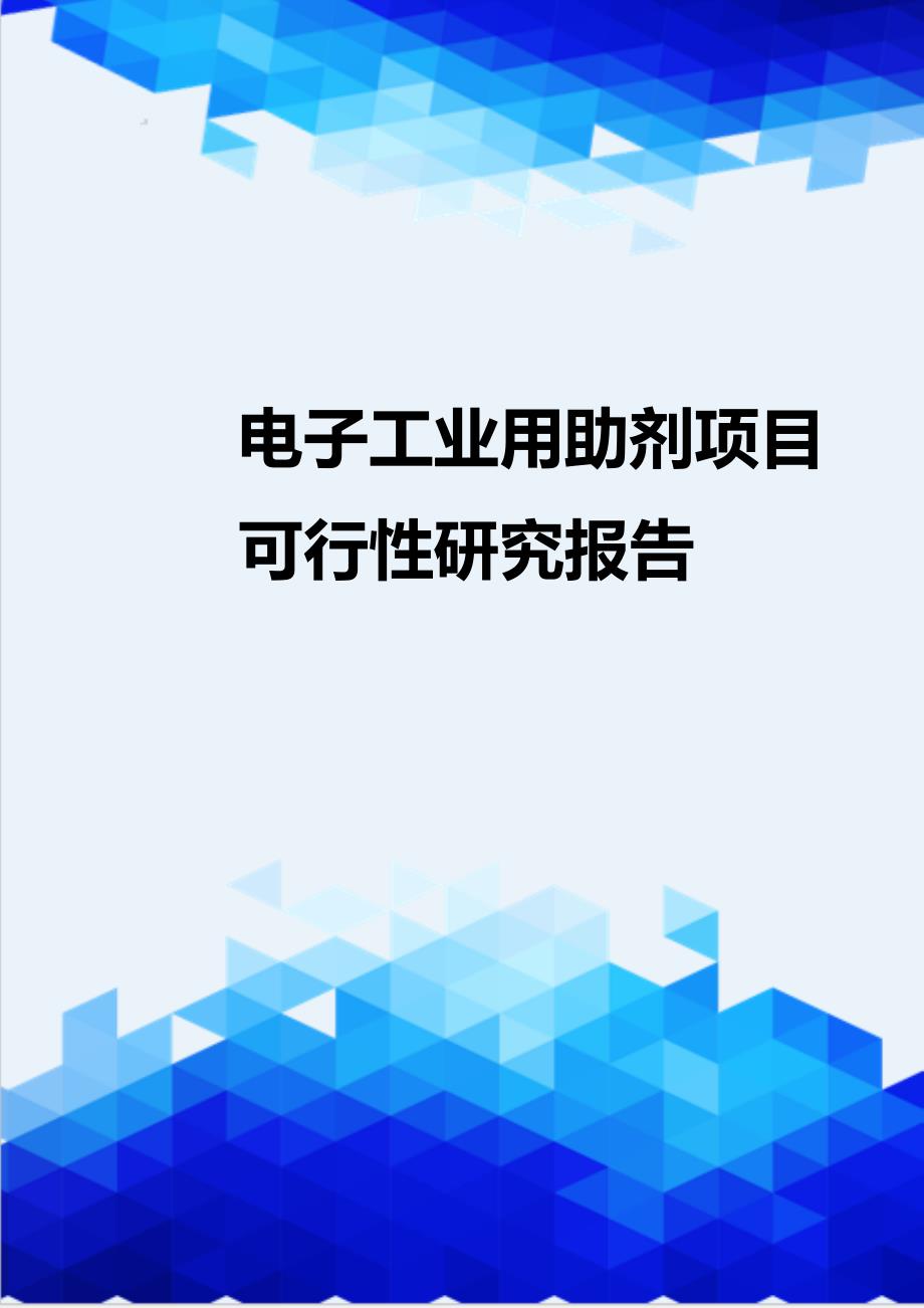 [精编]电子工业用助剂项目可行性研究报告_第1页