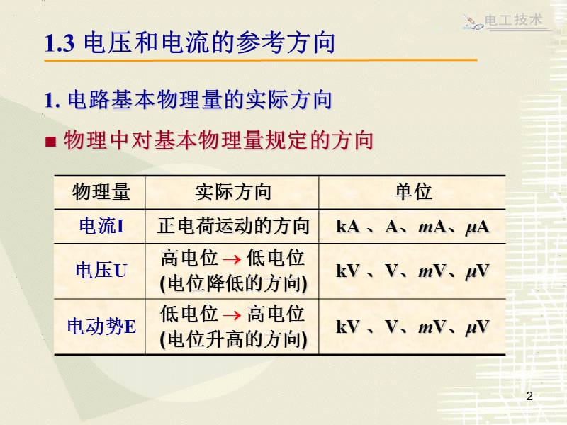 电压和电流的参考方向（课堂PPT）_第2页