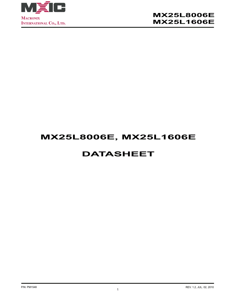 MX25L80-16数据手册_第1页