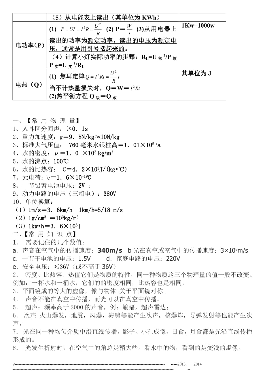 688编号初中物理公式大全(最新整理版)_第4页