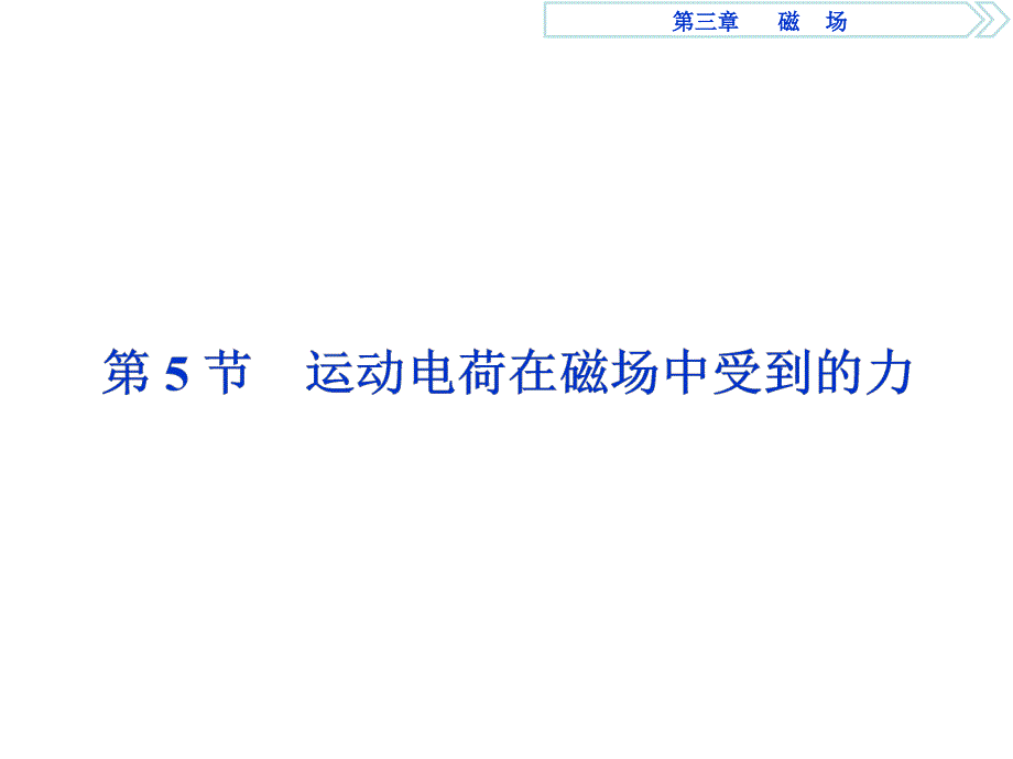 高中物理人教选修31同步教学PPT第三章第5节运动电荷在磁场中受到的力_第1页