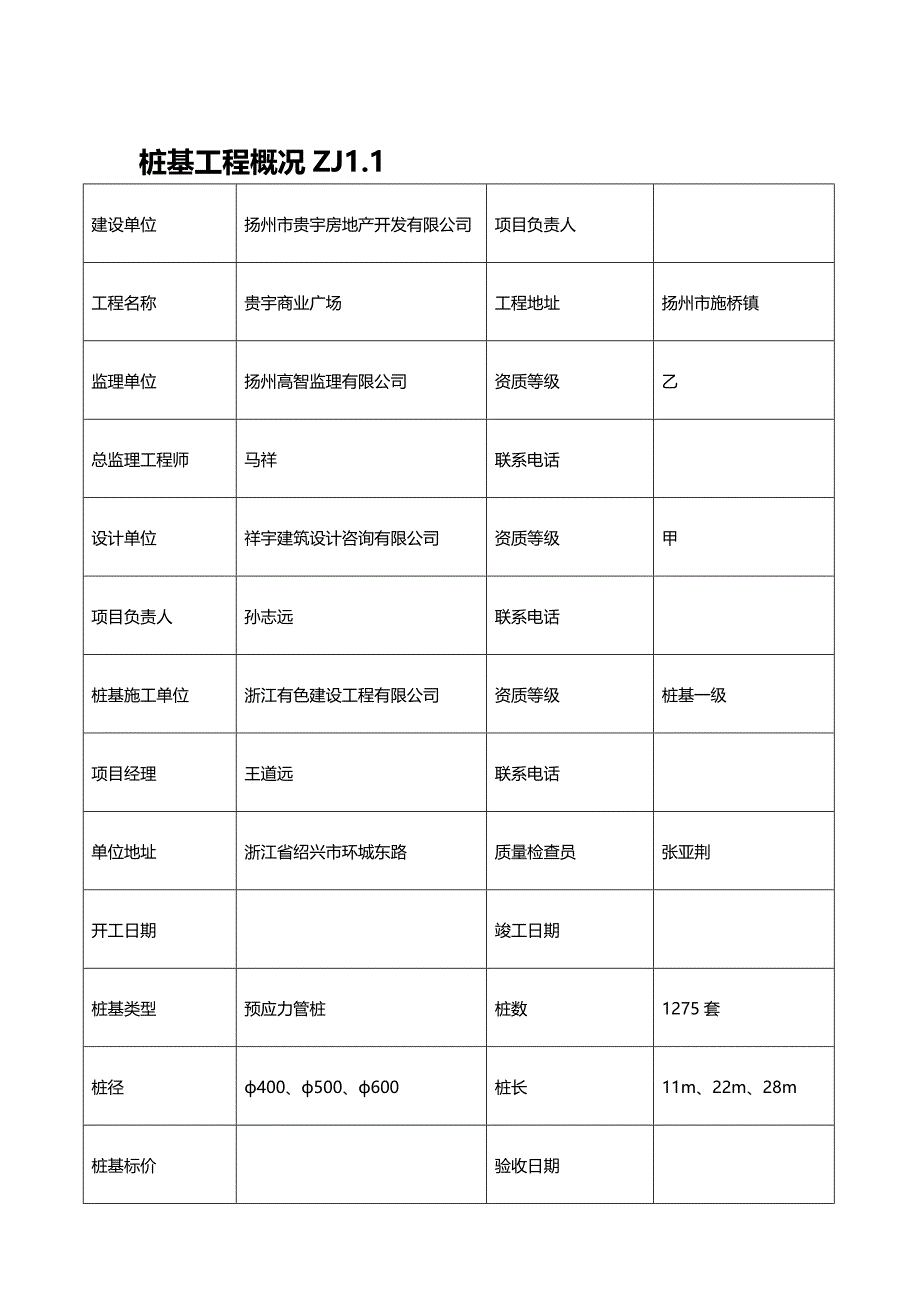 [精编]江苏建筑工程验收表格(桩基)_第2页