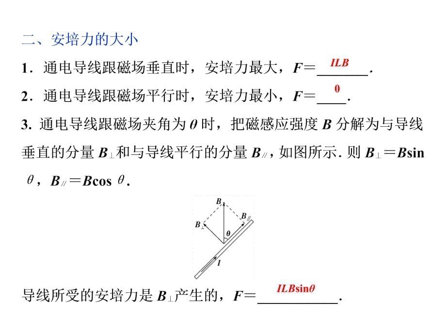 高中物理人教选修31同步教学PPT第三章第4节通电导线在磁场中受到的力_第5页