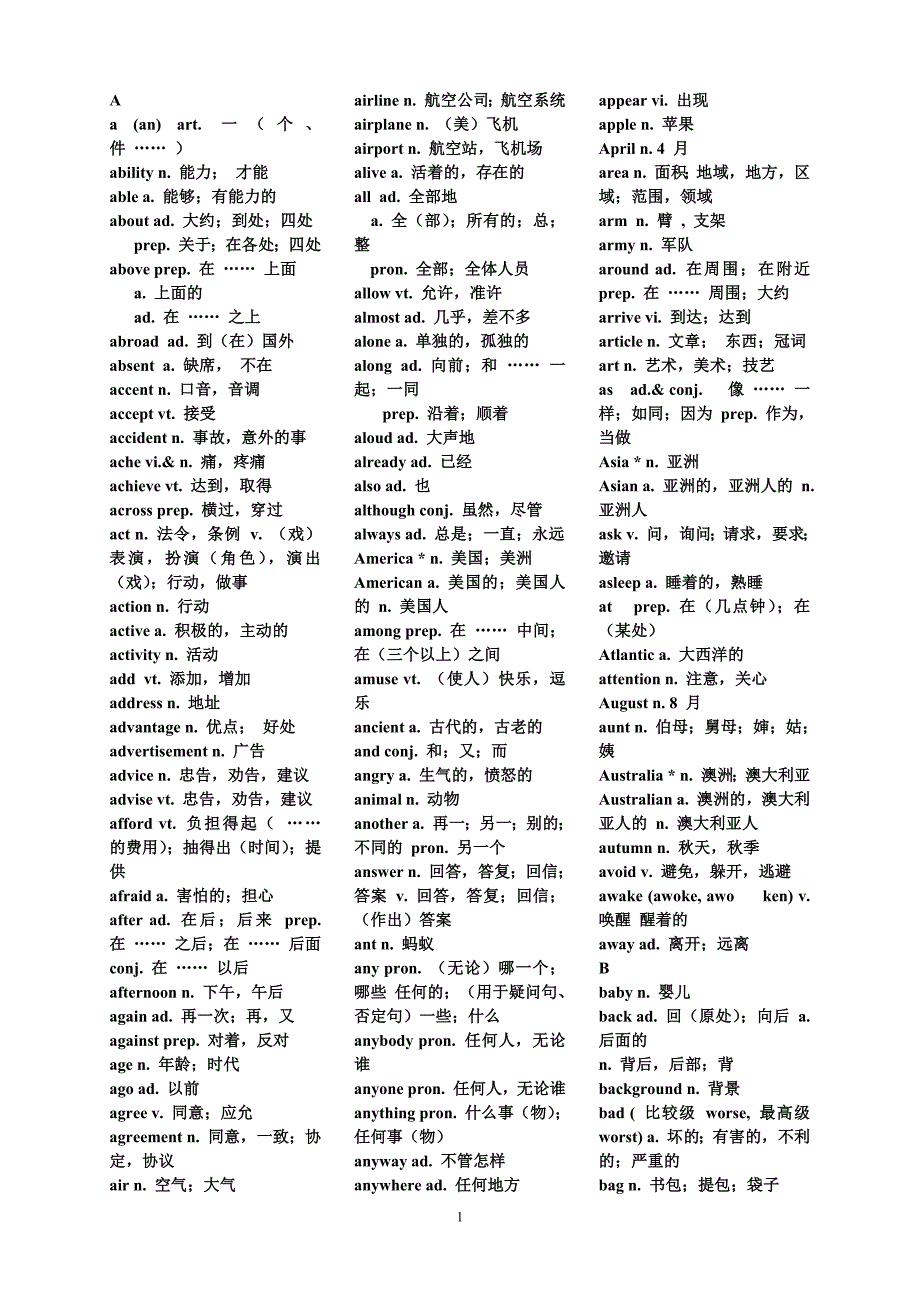 852编号初中英语1600个词组、单词(带中文)_第1页