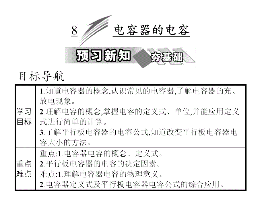 高中物理人教选修31课件第一章8电容器的电容_第1页