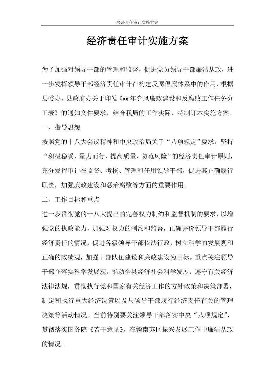 活动方案 经济责任审计实施方案_第1页