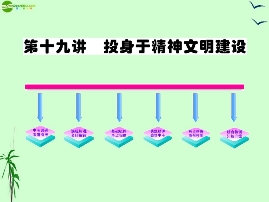 2011最新版初中政治全程复习方略 第19讲 投身于精神文明建设课件 人教实验版.ppt_第1页