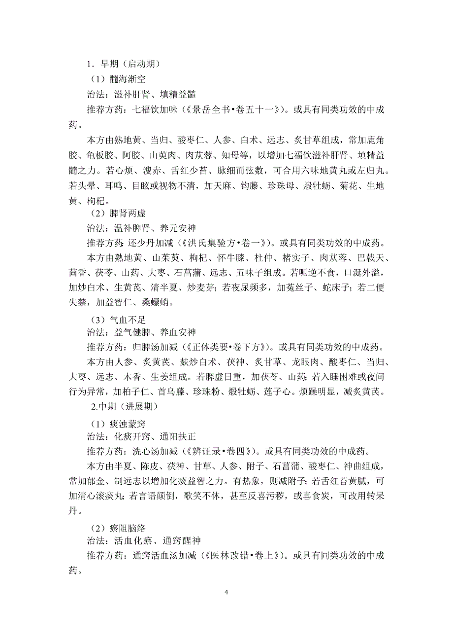 医管医学会呆病(典型阿尔茨海默病)中医诊疗方案2018版_第4页