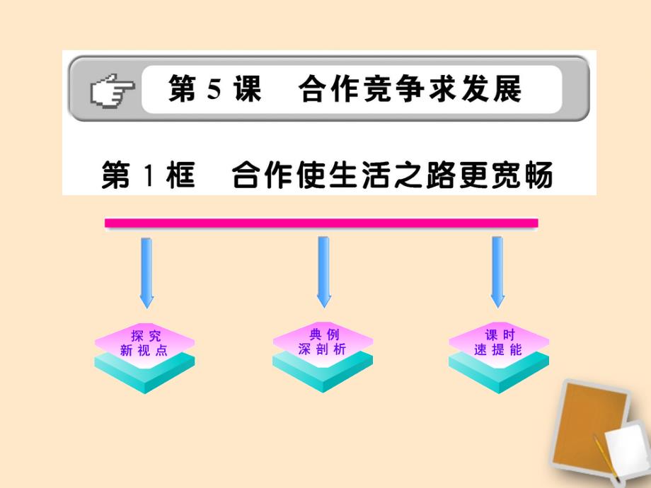 【金榜学案】山东省10-11版八年级政治上册 3.5.1 合作使生活之路更宽畅课件 人民版 .ppt_第1页