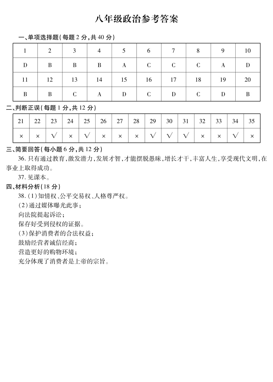 内蒙古呼和浩特市方圆中学2015_2016学年八年级政治下学期期末考试试题（pdf）新人教版.PDF_第4页