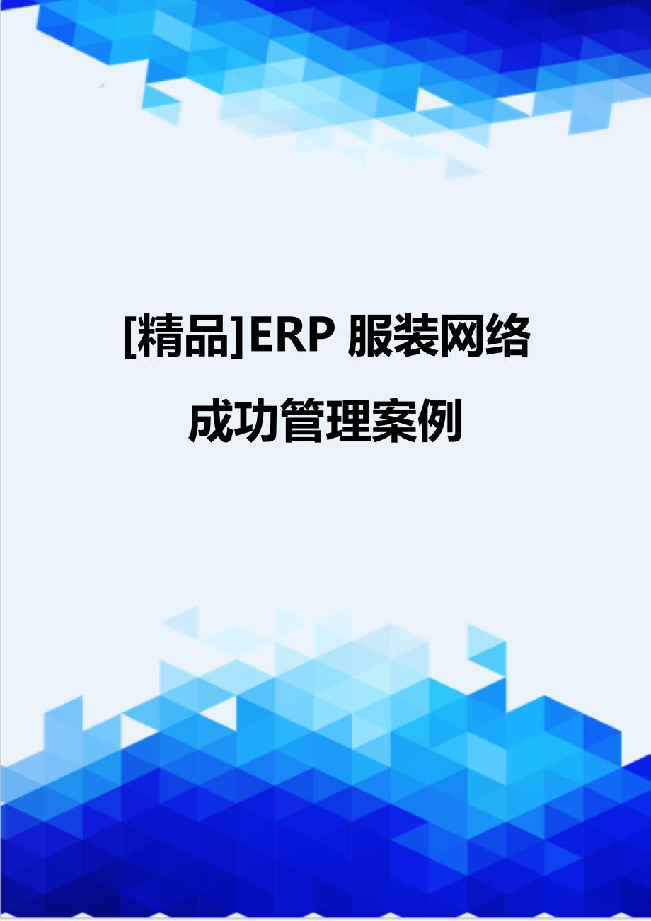 [精品]ERP服装网络成功管理案例_第1页