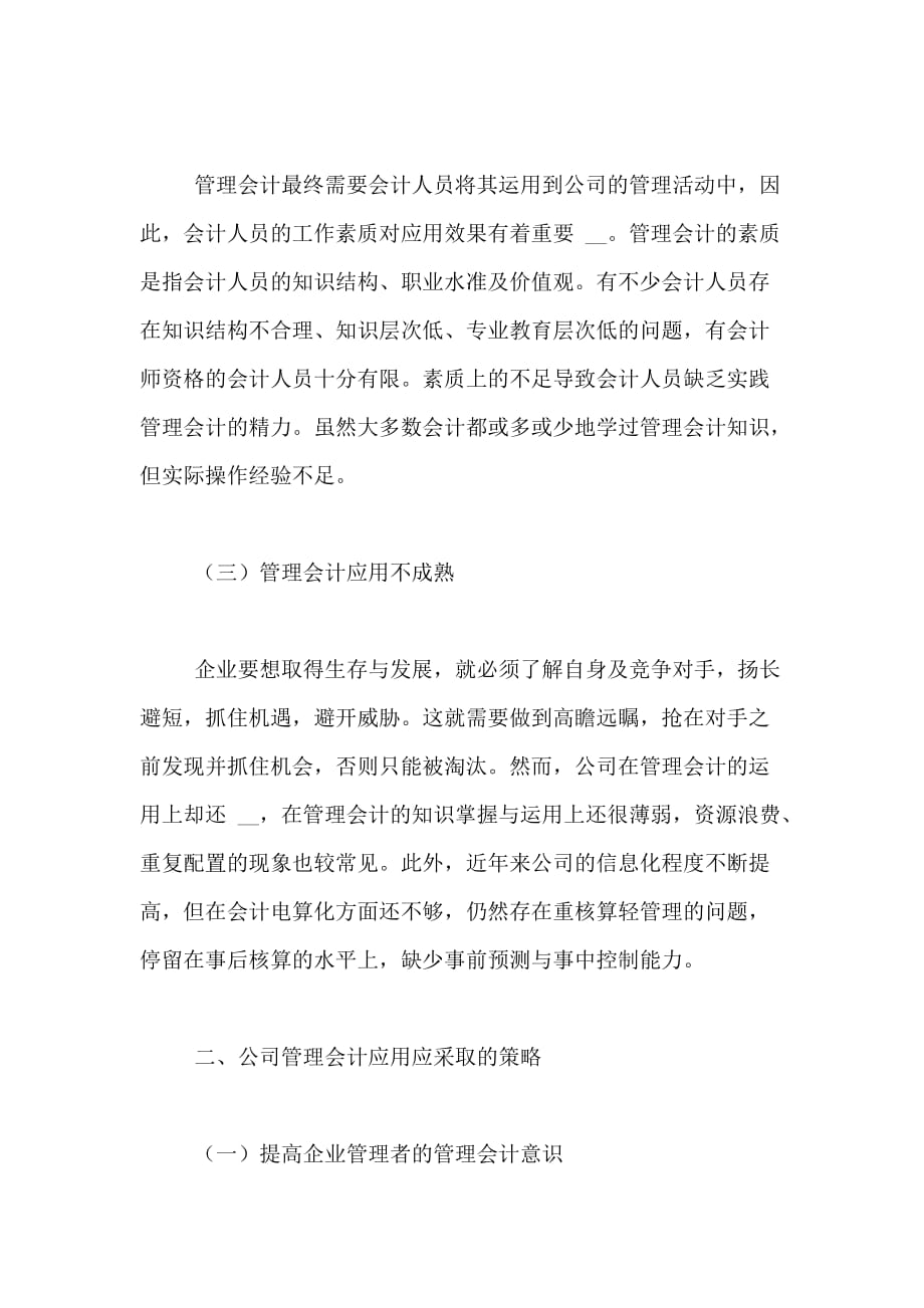 公司管理会计应用中存在的问题及对策研究论文_第2页