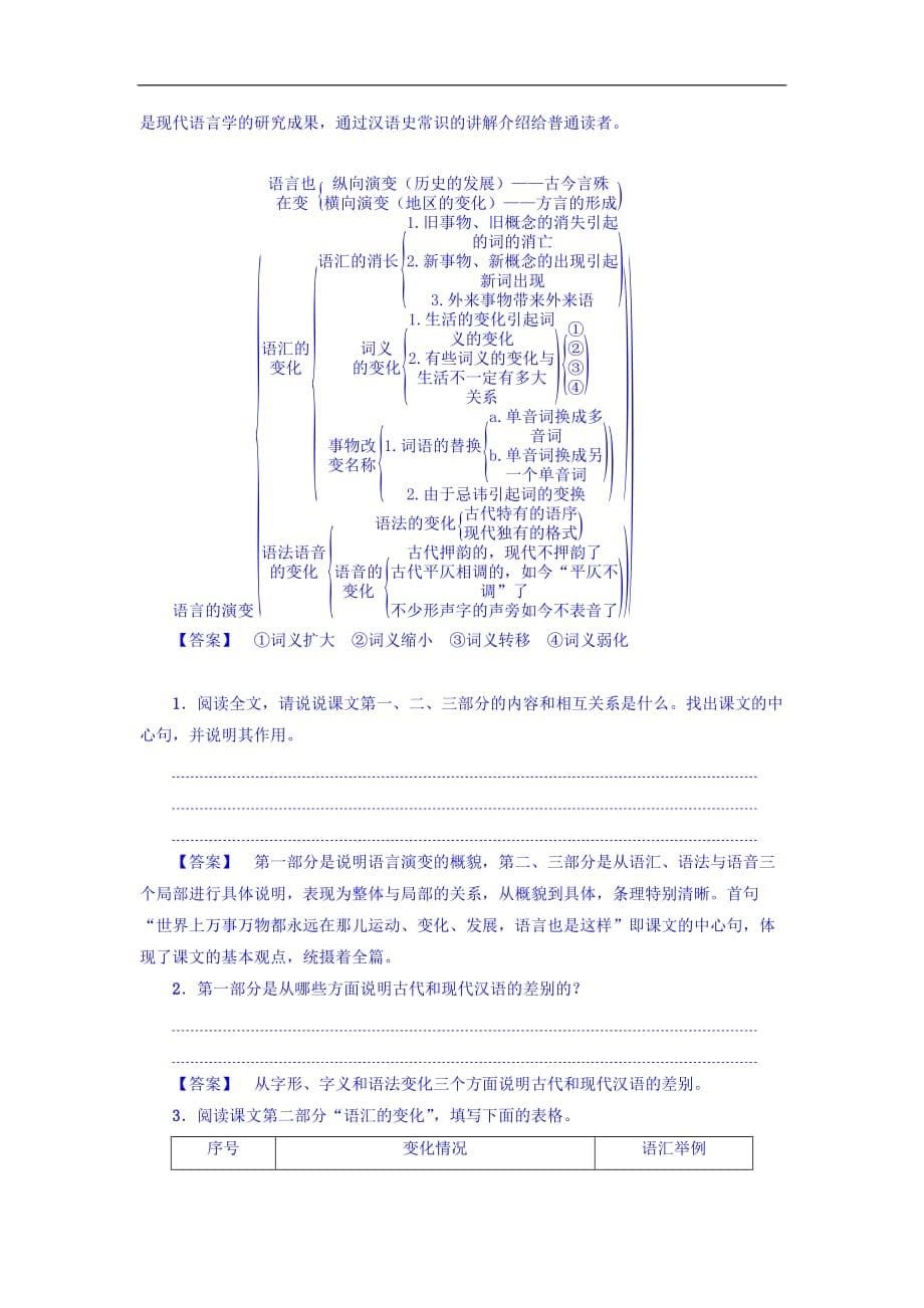 高一语文苏教必修3教师用书第1单元语言的演变Word含答案_第5页