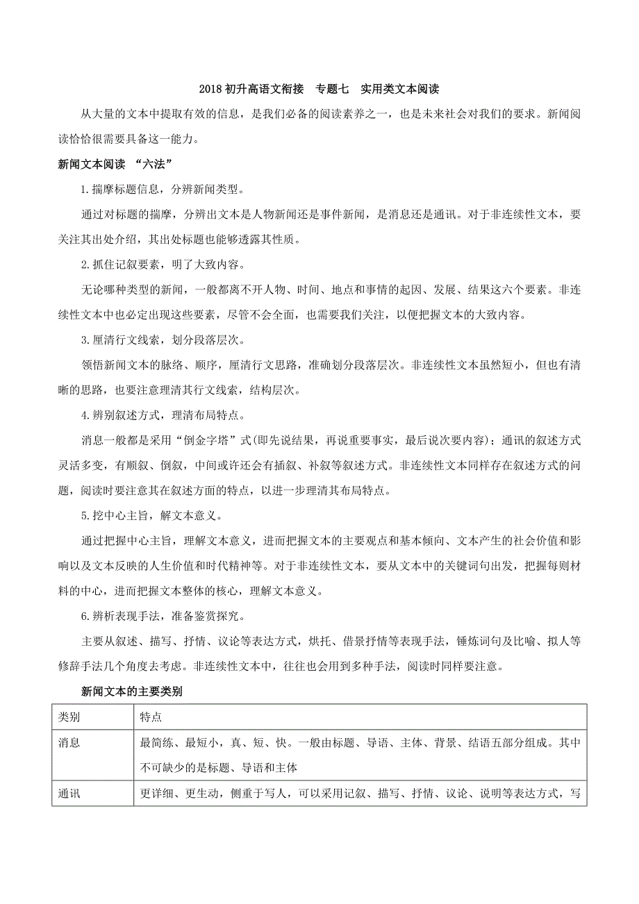 专题07实用类文本阅读初升高语文衔接Word含解析2_第1页