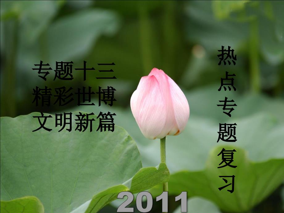 2011中考热点系列 专题十三 精彩世博 文明新篇.ppt_第1页