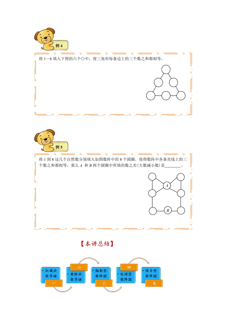 全国通用四年级上册数学试题-奥数数字谜与数阵图入门_第3页