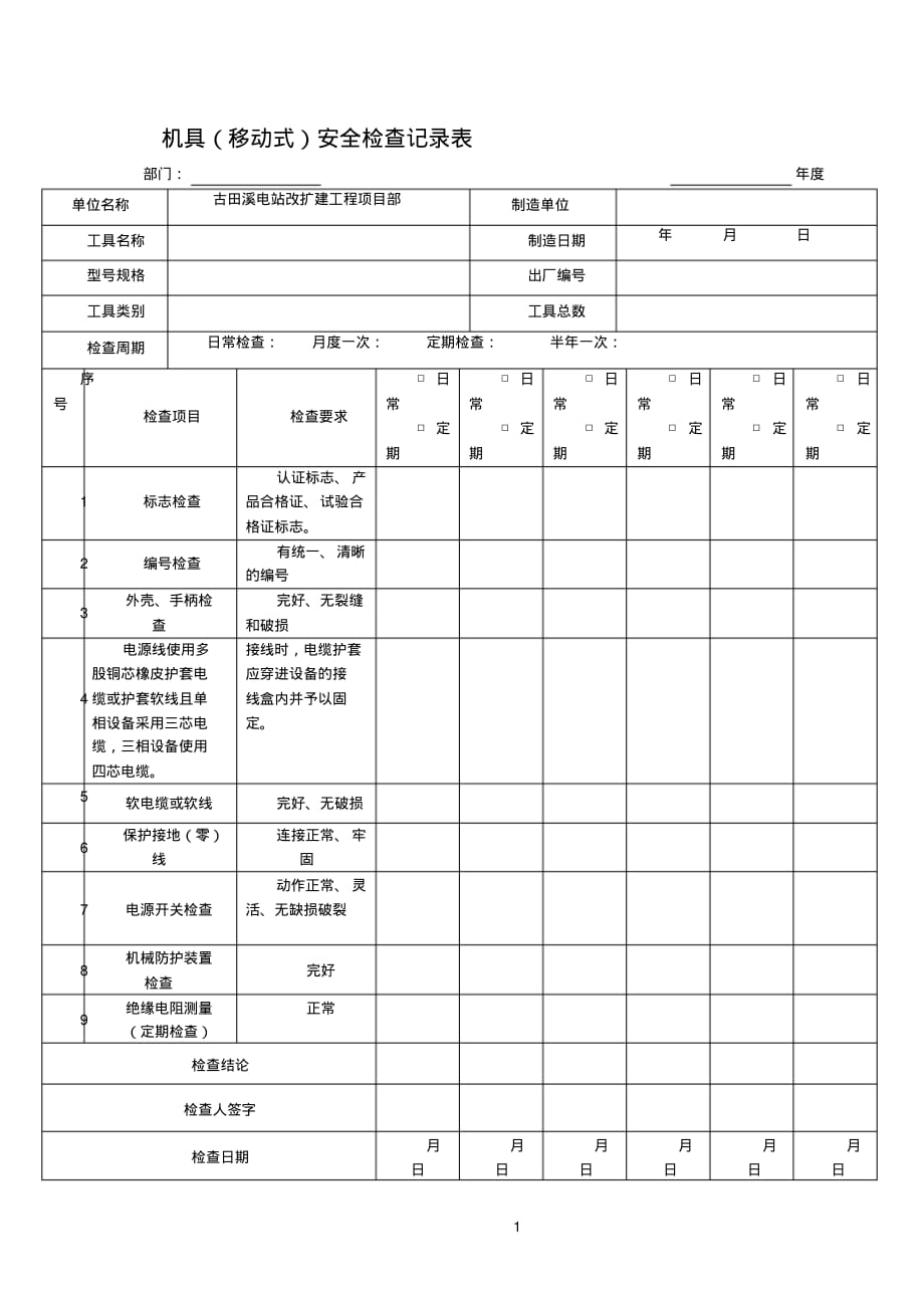 工器具检查记录表[文]_第1页