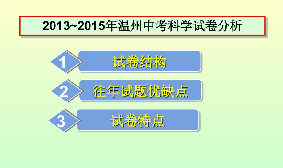 2013~2015温州中考科学试卷分析课件_第1页