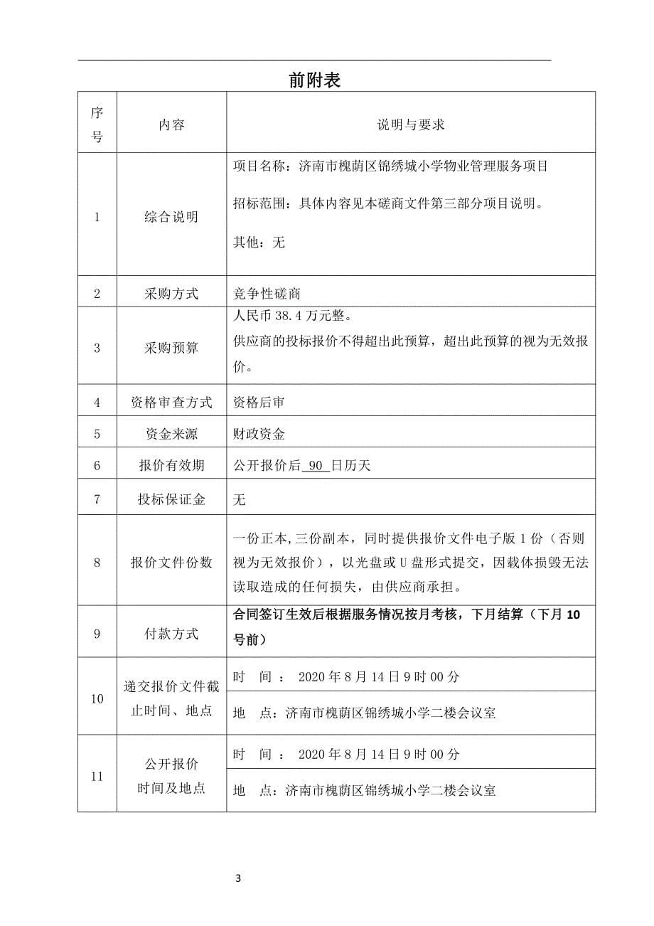 槐荫区锦绣城小学物业管理服务项目招标文件_第5页