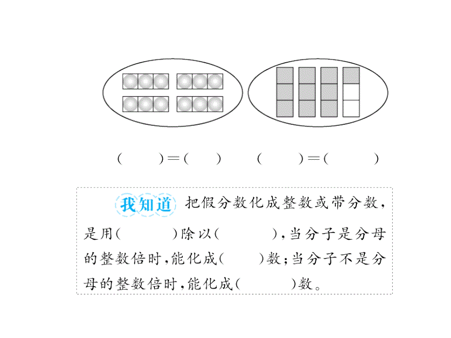 （课堂教学资料）人教版数学五年级下册同步课件-四、分数的意义和性质-第5课时假分数化成整数或带分数_第4页