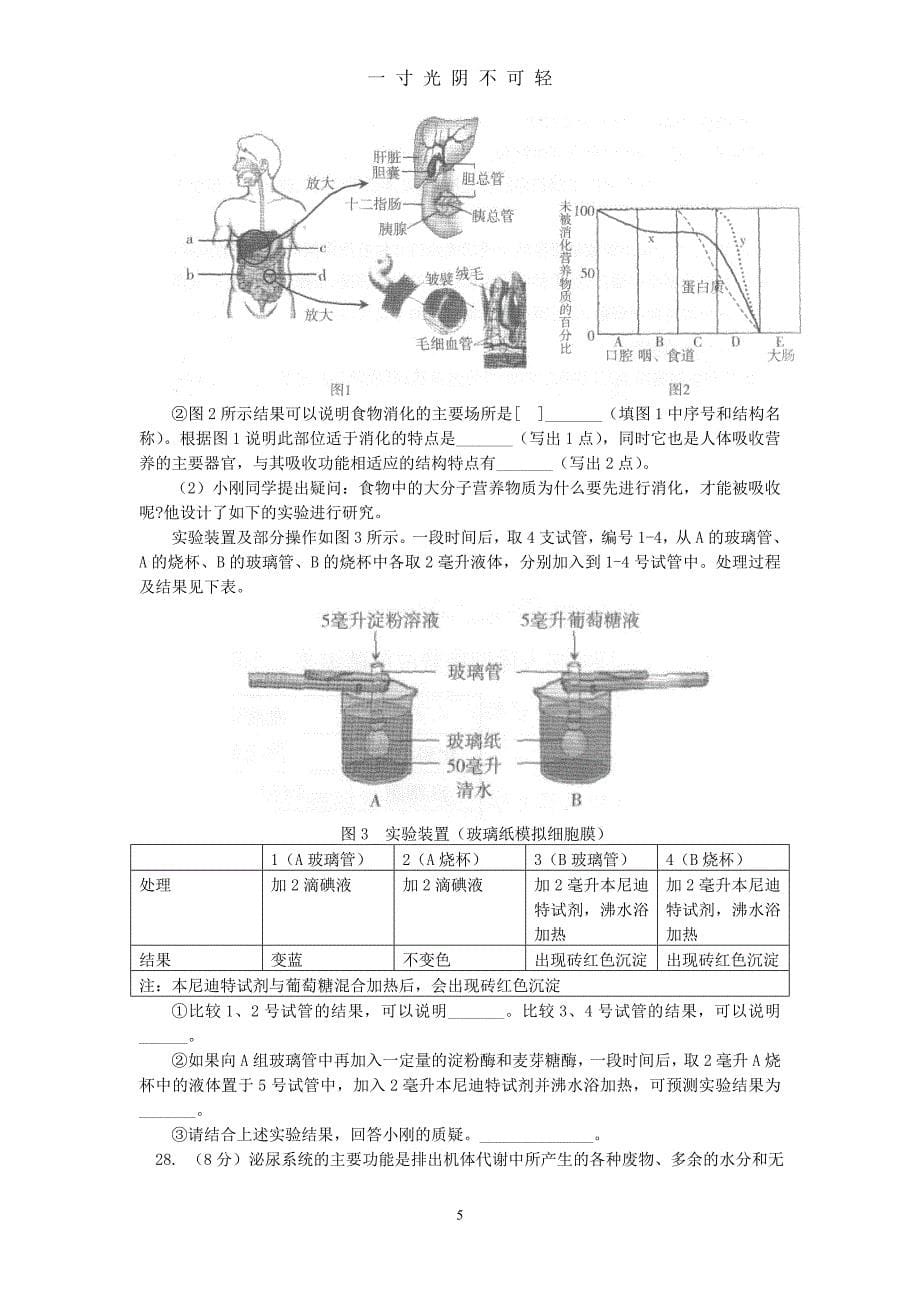 北京市西城区学年七年级生物下学期期末考试试卷(含参考答案)（2020年8月）.doc_第5页