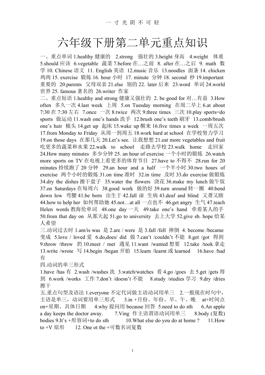 冀教版六年级下册第二单元重点知识（2020年8月）.doc_第1页