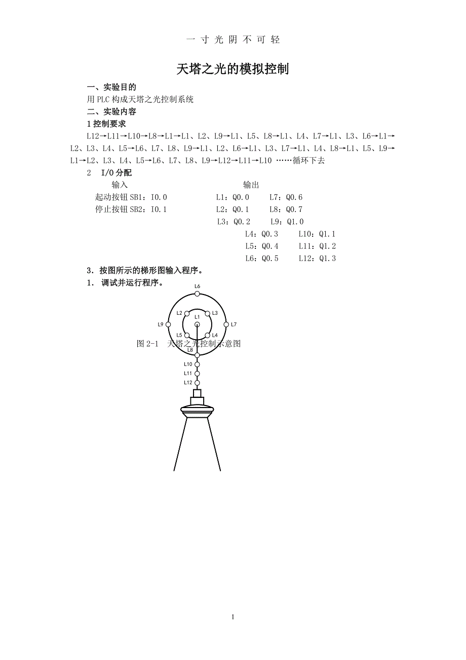 天塔之光模拟控制西门子PLC300程序（2020年8月）.doc_第1页