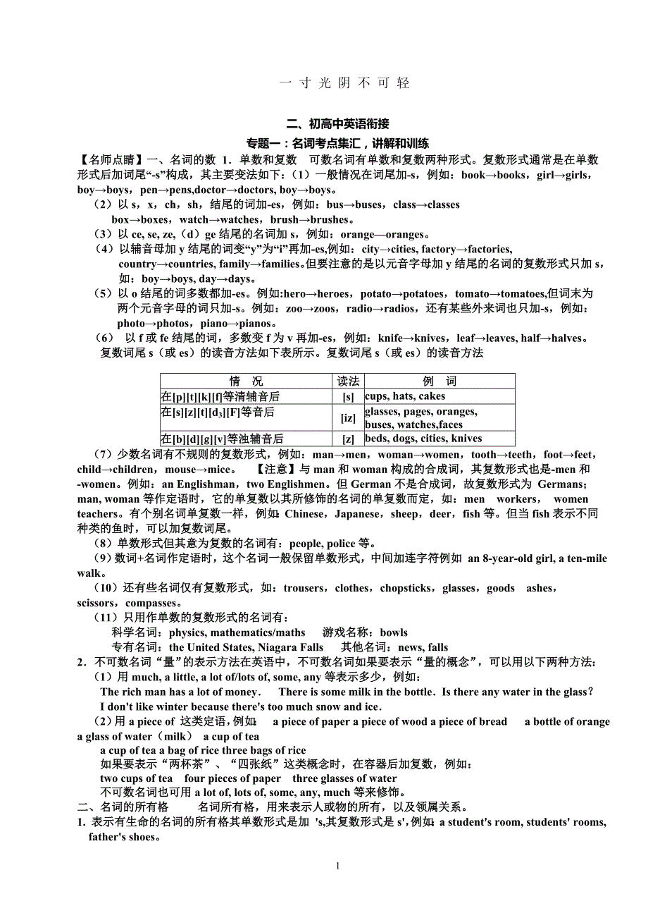 初中升高中英语衔接（2020年8月）.doc_第1页