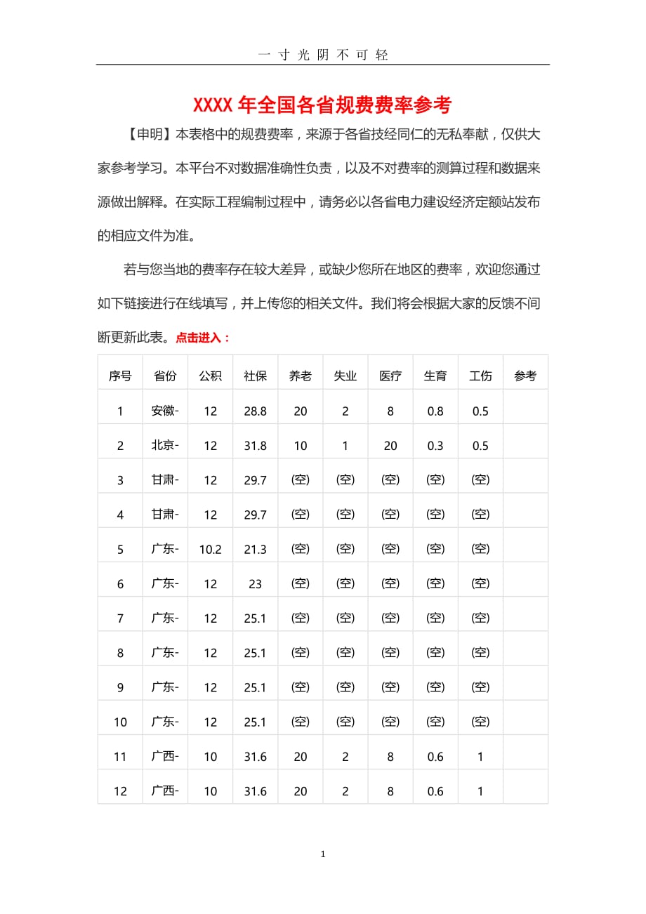 全国各省规费费率参考（2020年8月）.doc_第1页