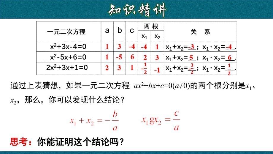 21.2.8 一元二次方程根与系数的关系-2020-2021学年九年级数学上册教材同步教学课件(人教版)_第5页