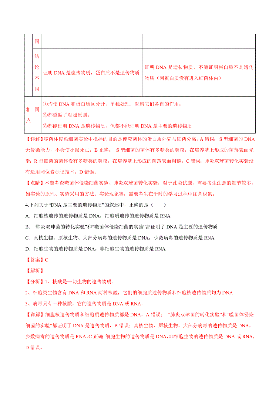 考点17 DNA是主要的遗传物质及其结构与复制-2020年衔接教材新高三一轮复习生物（解析版）_第3页