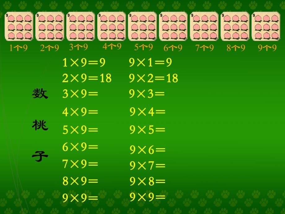 （课堂教学资料）人教版小学数学二年级下册获奖设计-4　表内除法（二）-用7、8、9乘法口诀求商-【课件】九的乘法口诀_第5页