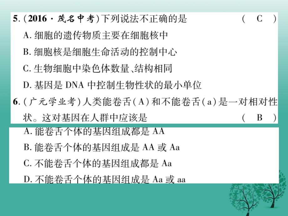 八年级生物下册第七单元第二章生物的遗传和变异达标课件（新版）新人教版_第4页