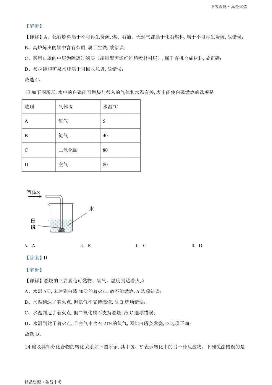 重庆市2020年【中考化学(B卷)真题】试卷（教师版）高清_第5页