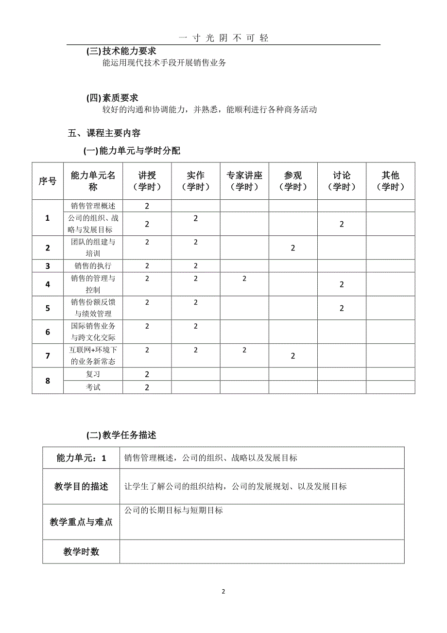 销售管理实务课程标准（2020年8月整理）.pdf_第2页