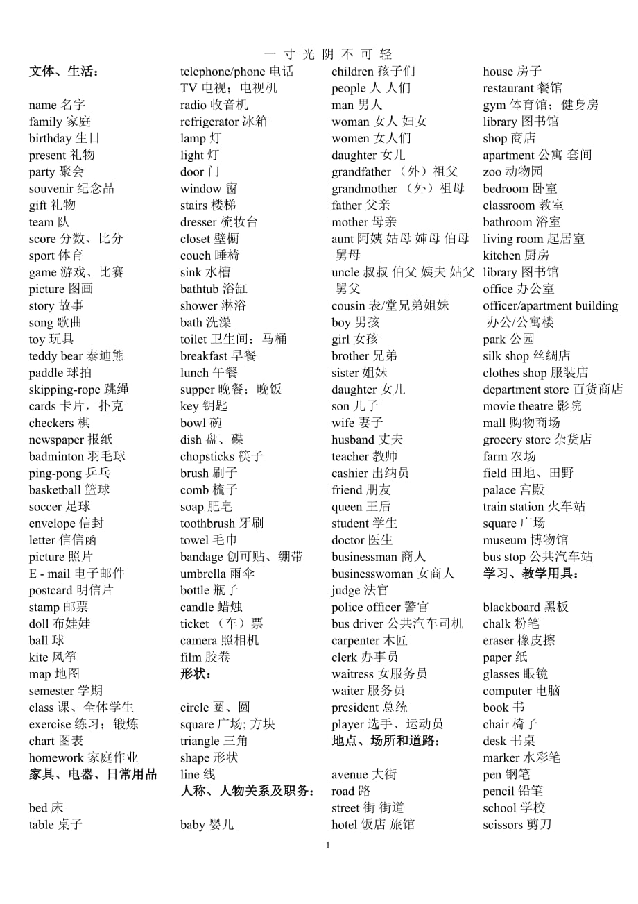 外研版 初中英语单词分类七年级（2020年8月）.doc_第1页