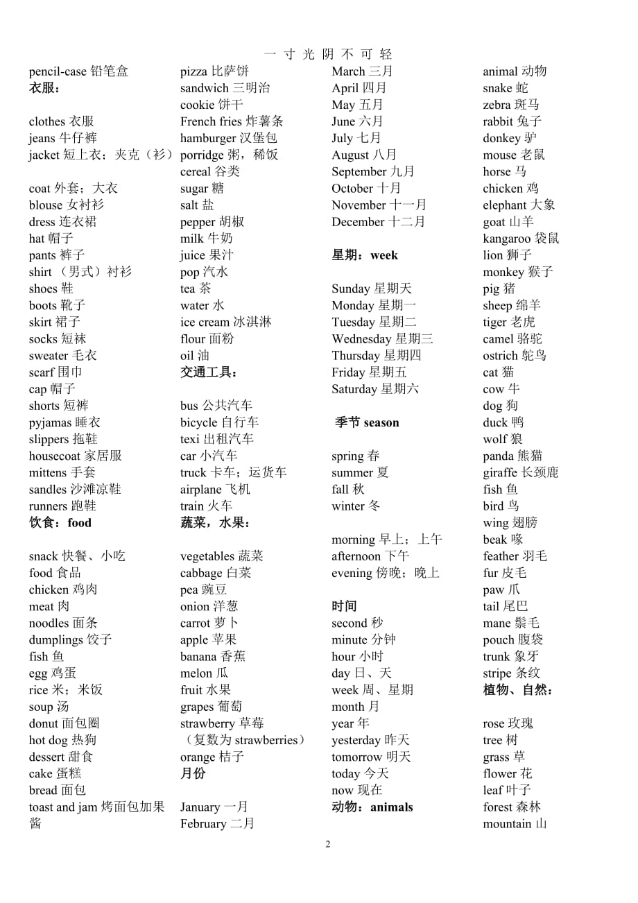 外研版 初中英语单词分类七年级（2020年8月）.doc_第2页