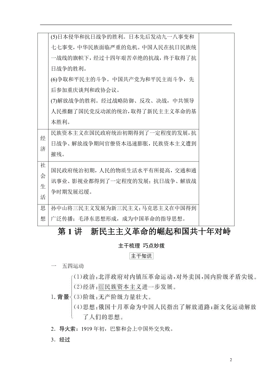 备战2021届高考高三历史一轮专题：第1讲 新民主主义革命的崛起和国共十年对峙 教案_第2页