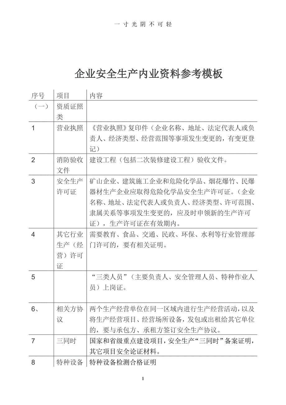 企业安全生产内业资料参考模板（2020年8月）.doc_第1页