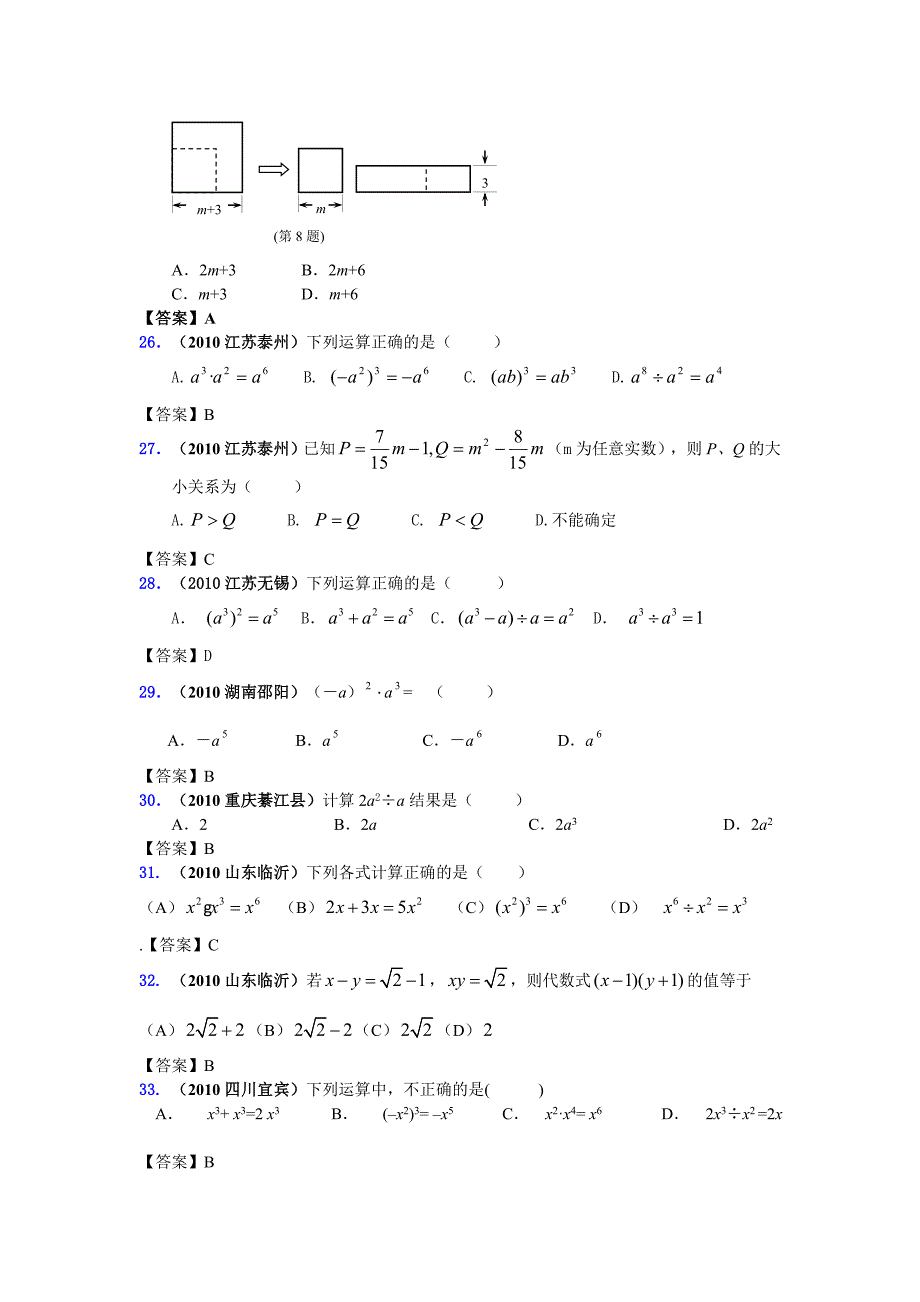 2010年中考数学试题分类汇编-整式.doc_第4页