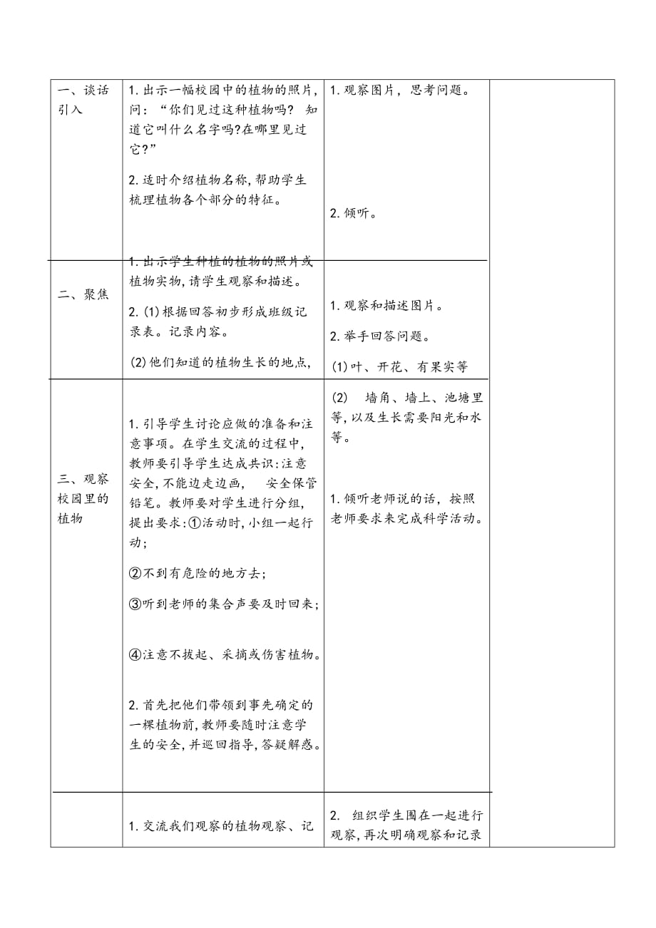 【教科版一年级科学上册】1.6《校园里的植物》教案设计_第2页