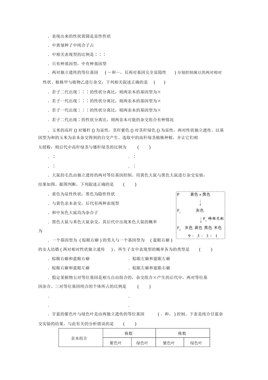 山西省忻州二中2018_2019学年高一生物下学期周考试题(二)(无答案)_第2页