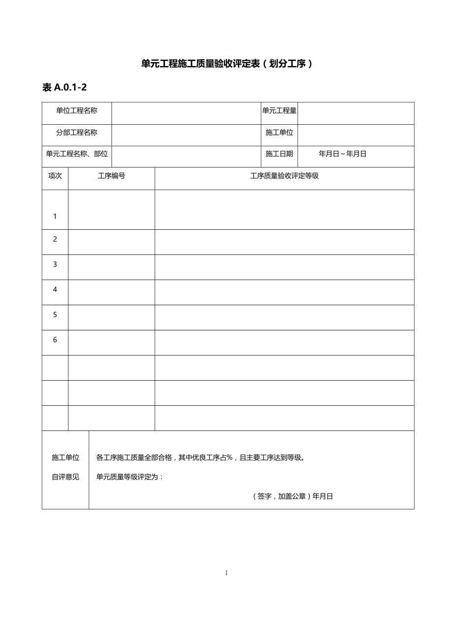 (2020年){品质管理制度表格}水利水电工程施工质量评定表样表_第4页