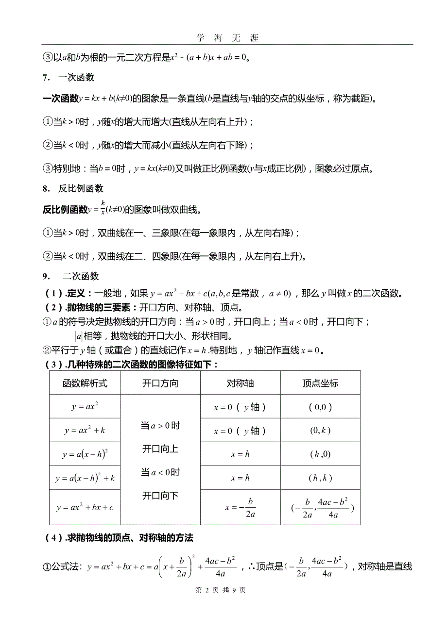 初中数学常用公式(中考用)（2020年九月整理）.doc_第2页