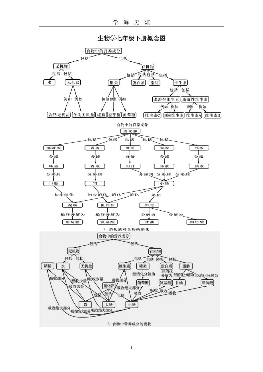 北师大生物七年级下册概念图(清晰版)（2020年九月整理）.doc_第1页