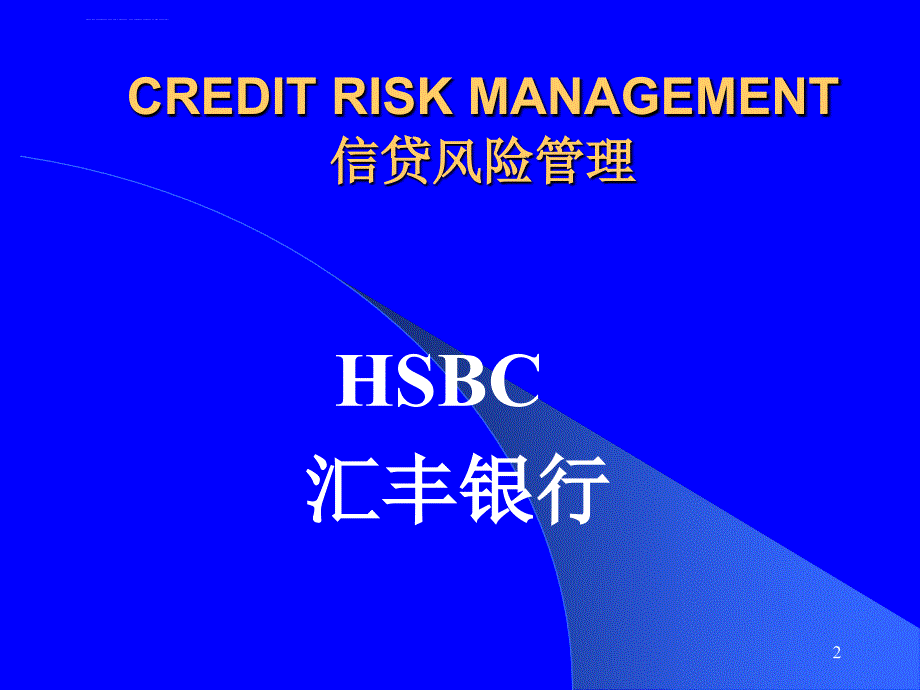 汇丰银行信贷风险管理课件_第2页