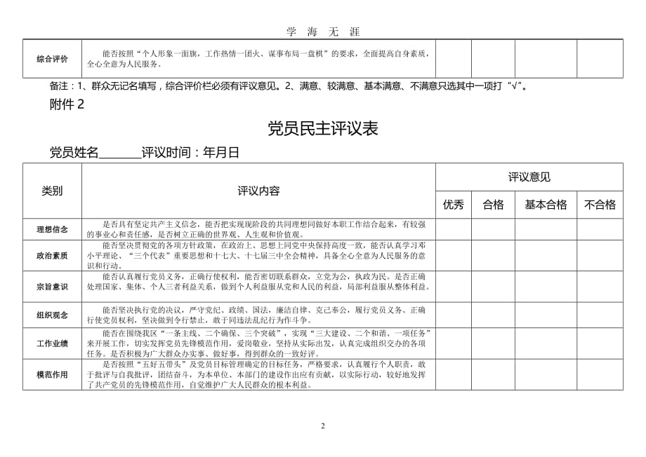 党员民主评议表（2020年九月整理）.doc_第2页